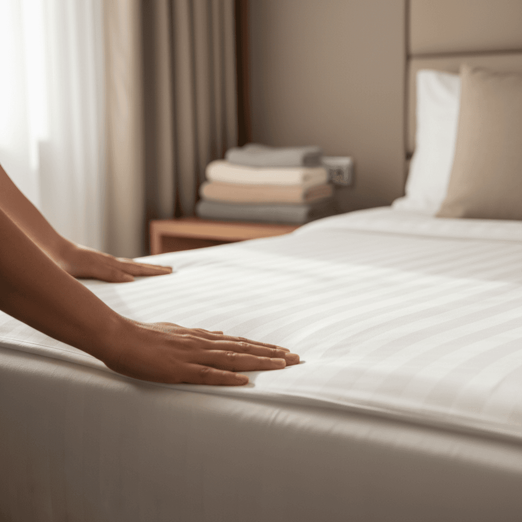 Housekeeper stocking hotel room supplies