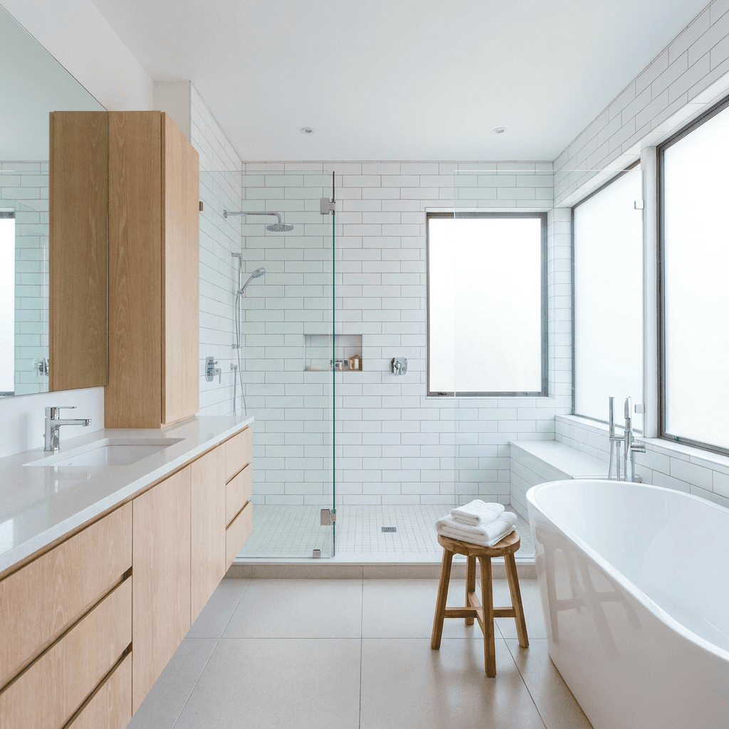 Clean bathroom sink with hand towels and soap dispenser